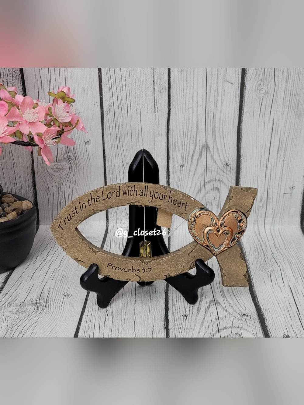 Inspirational  Ichthus Wall Decor with Heart Accent